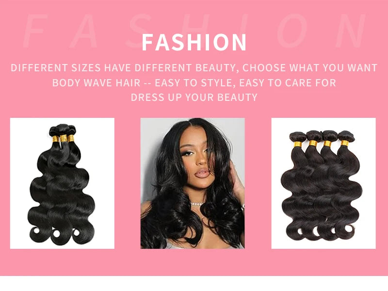 Body Wave Bundles 100% Human Hair Natural Black Brazilian Hair Extensions