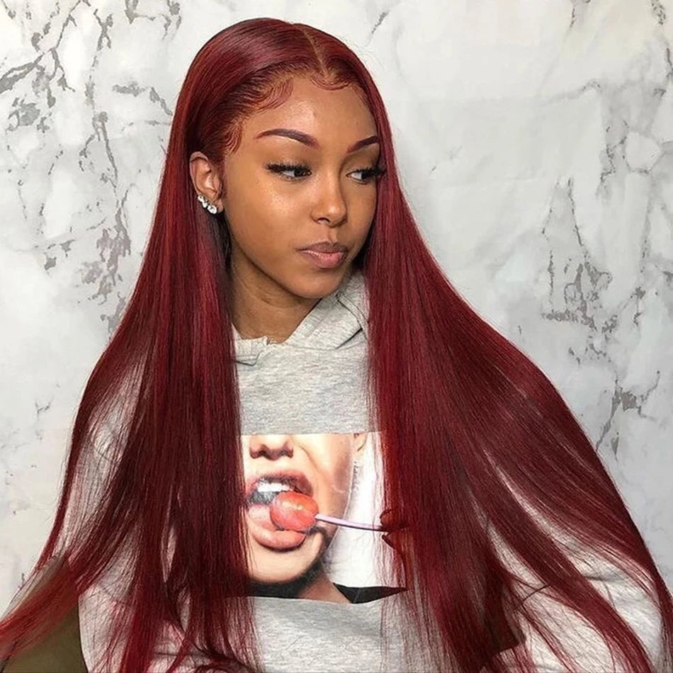 Burgundy 99J HD Lace Frontal Human Hair Wig