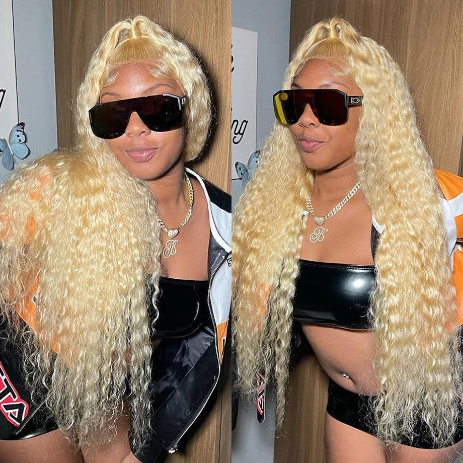 Honey Blonde Deep Wave HD Lace Front Human Hair Wig