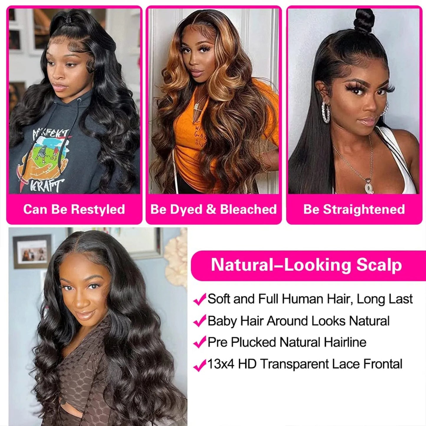 Luxury Body Wave HD Lace Front Wig – 100% Human Hair, Pre-Plucked 13x4 & 13x6 Options (Up to 40 Inch)