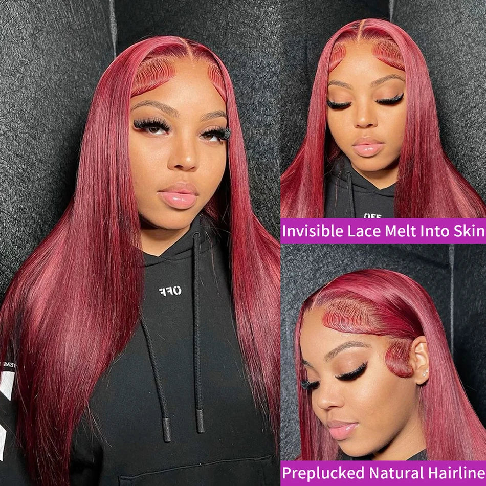Burgundy 99J HD Lace Frontal Human Hair Wig