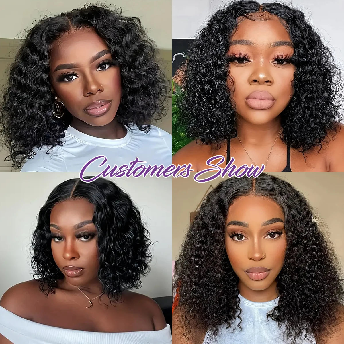 Deep Wave Glueless Bob Wig 100% Human Hair HD Lace Front Ready To Wear