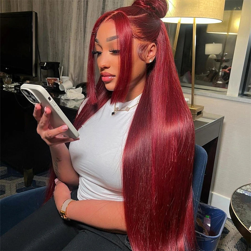 Burgundy 99J HD Lace Frontal Human Hair Wig