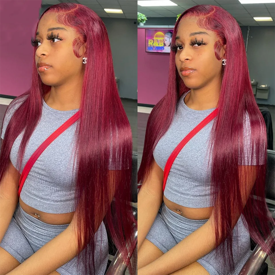 Burgundy 99J HD Lace Frontal Human Hair Wig