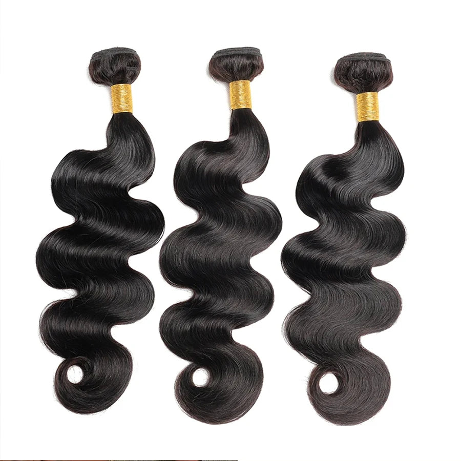 Body Wave Bundles 100% Human Hair Natural Black Brazilian Hair Extensions