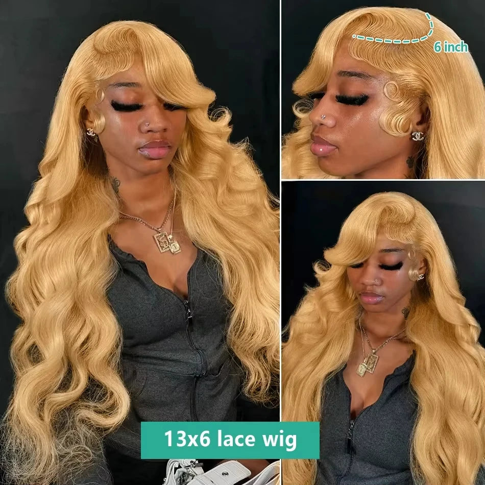 Honey Blonde Body Wave Wig 100% Brazilian Human Hair HD Lace Front
