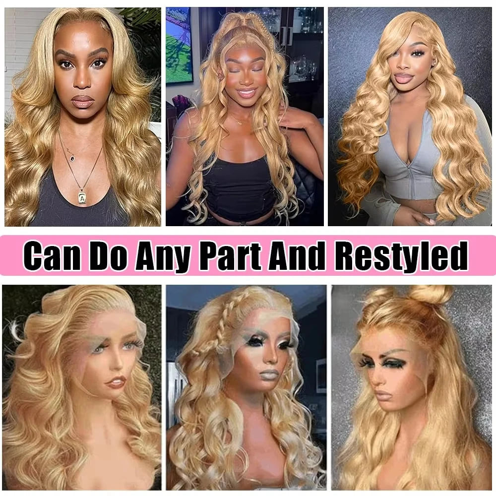 Honey Blonde Body Wave Wig 100% Brazilian Human Hair HD Lace Front