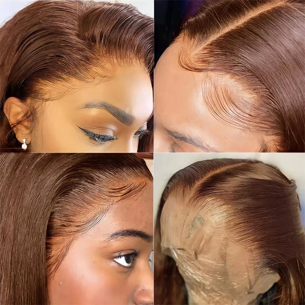 Chocolate Brown Bone Straight Wig – Sleek, Natural & 100% Human Hair HD Lace Front