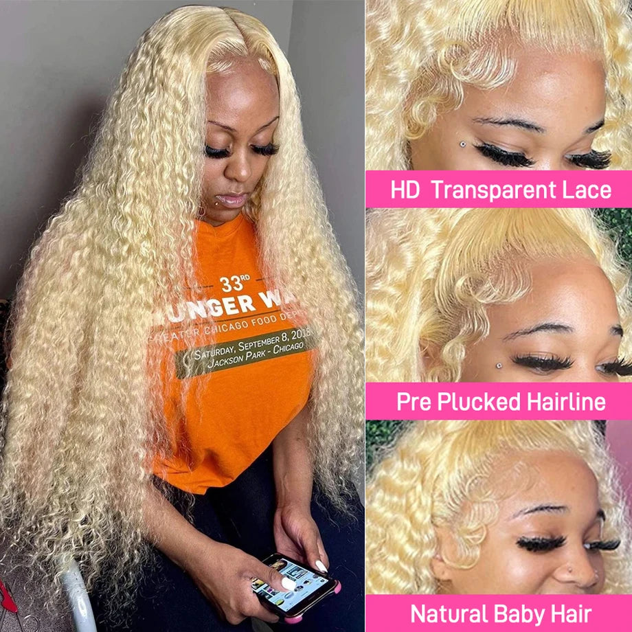 Honey Blonde Deep Wave HD Lace Front Human Hair Wig