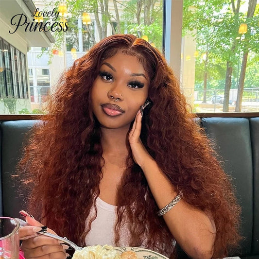 Reddish Brown Deep Wave HD Lace Frontal Human Hair Wig
