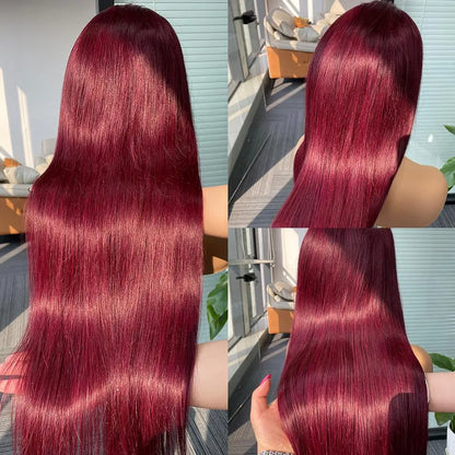 Burgundy 99J HD Lace Frontal Human Hair Wig