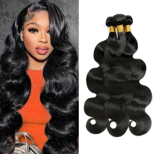 Body Wave Bundles 100% Human Hair Natural Black Brazilian Hair Extensions