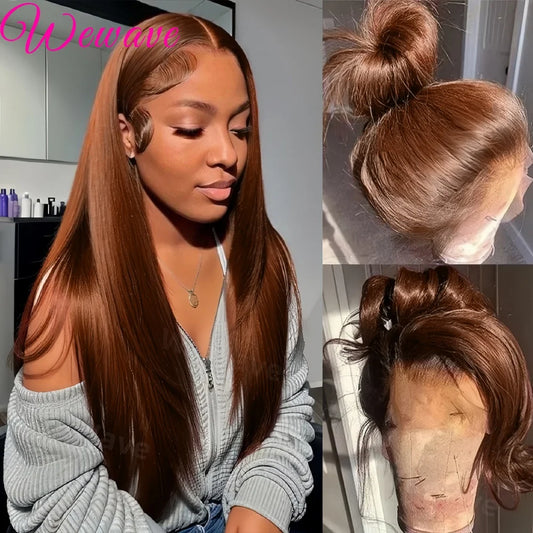 Chocolate Brown Bone Straight Wig – Sleek, Natural & 100% Human Hair HD Lace Front