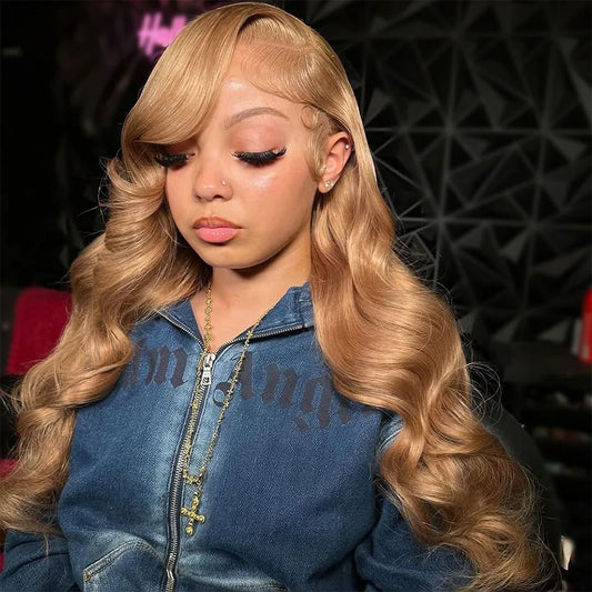 Honey Blonde Body Wave Wig 100% Brazilian Human Hair HD Lace Front