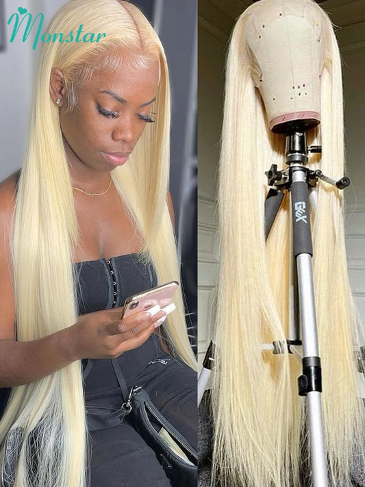 Honey Blonde Straight Wig 100% Raw Brazilian Human Hair HD Lace Front
