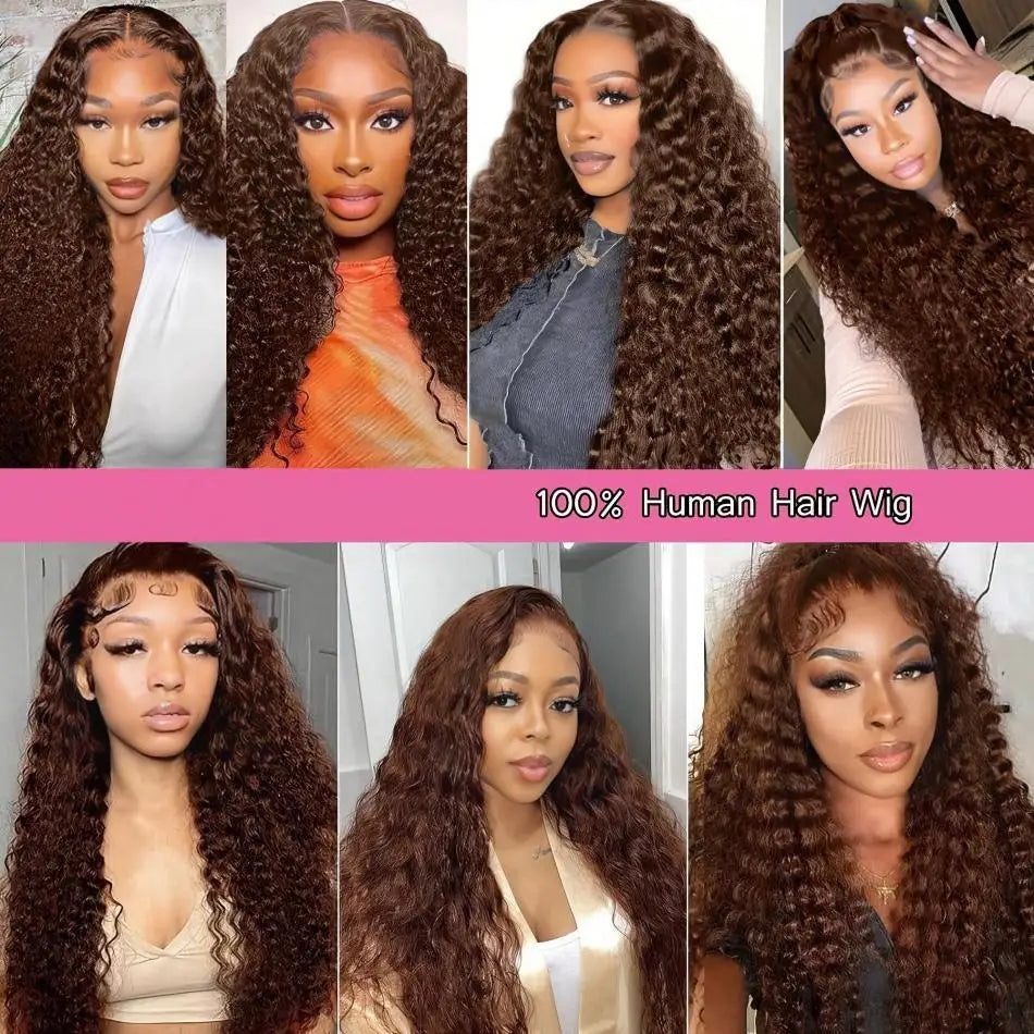 Chocolate Brown Deep Wave Wig – Soft, Natural & 100% Human Hair HD Lace Front