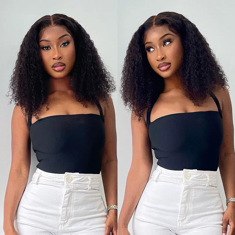 Deep Wave Glueless Bob Wig 100% Human Hair HD Lace Front Ready To Wear
