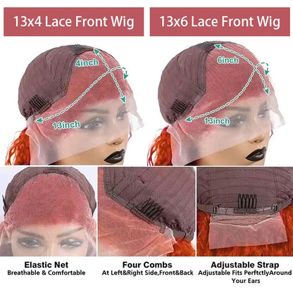 Ginger Water Wave Wig Soft Deep Curly 100% Human Hair HD Lace Front
